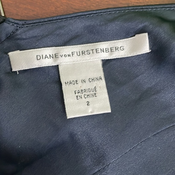 Diane von Furstenberg Women’s 2 Wool Blend Dress Sleeveless Navy Blue Pockets - Picture 7 of 10